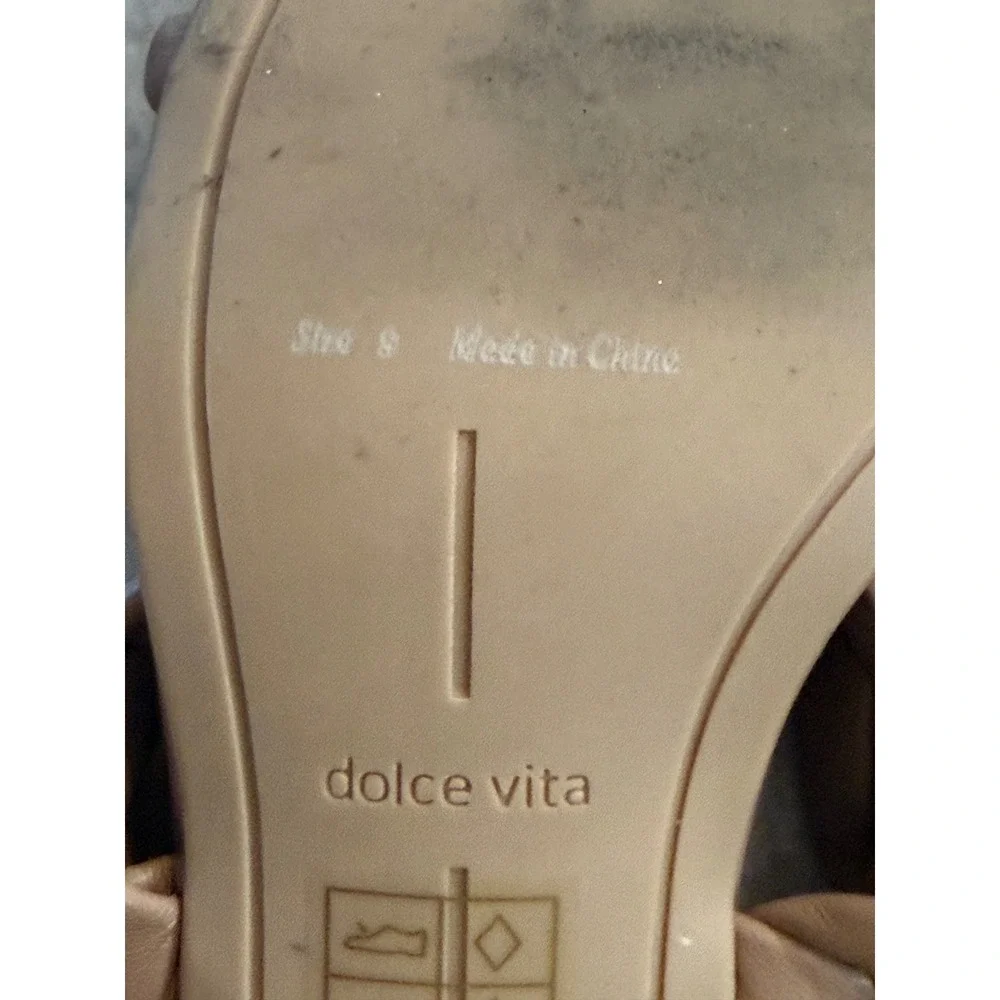 Dolce Vita Paily Braided‎ Block Heel Sandals Tan Nude Square Toe Mule Size 9